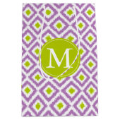 Monogrammed Paars en Green Diamonds Ikat Pattern Medium Cadeauzakje (Voorkant)
