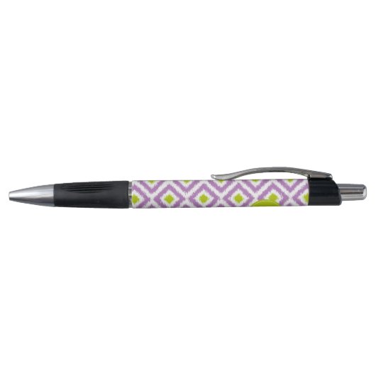 Monogrammed Paars en Green Ikat Pattern Pen (Bovenkant)