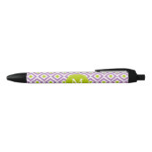 Monogrammed Paars Groene Ikat Pattern Zwarte Inkt Pen (Bovenkant)