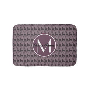 Monogrammed Paars Violet Deer Personalizeerd N2 Badmat