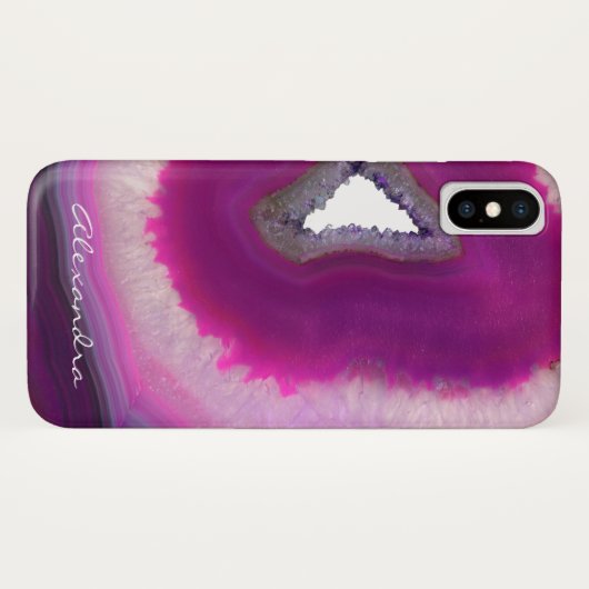 Monogrammed Paarse Agaat Geode Edelsteen Case-Mate iPhone Case (Achterkant (horizontaal))