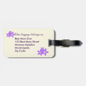 Monogrammed Paarse Daisy Floral Bagagelabel (Achterkant horizontaal)