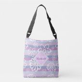 Monogrammed Paarse en witte Floral Canvas tas (Voorkant)