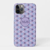 Monogrammed Paarse Floral Waterverf Pattern Case-Mate iPhone Case (Achterkant)