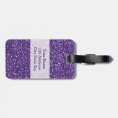 Monogrammed Paarse Glitter Bagagelabel (Achterkant horizontaal)