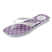 Monogrammed Paarse Witte Polka Dots Teenslippers (Schuin)