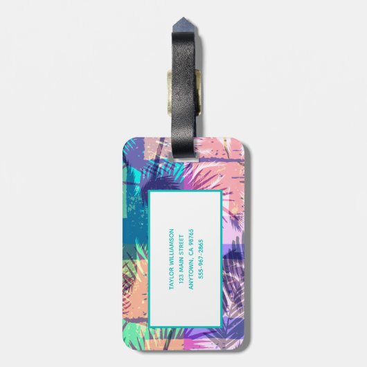 Monogrammed palmboom bagagelabel (Achterkant verticaal)