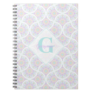 Monogrammed Pastel Rainbow Sundae Mandala Art Deco Notitieboek