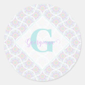 Monogrammed Pastel Rainbow Sundae Mandala Art Deco Ronde Sticker (Voorkant)