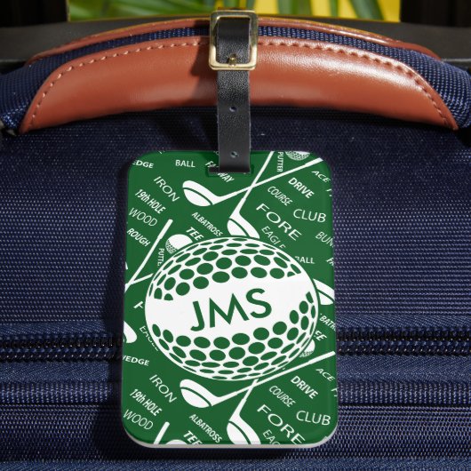 Monogrammed Pattern voor de Golfer Bagagelabel (Voorkant Insitu 2)