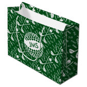 Monogrammed Pattern voor de Golfer Large Cadeauzakje (Voorkant Gekanteld)