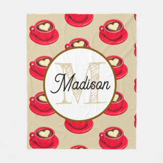 Monogrammed personalize fleece blanket coffee deken