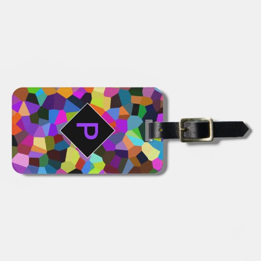 Monogrammed & Personalized Confetti in Jewel Tones Bagagelabel (Voorkant horizontaal)