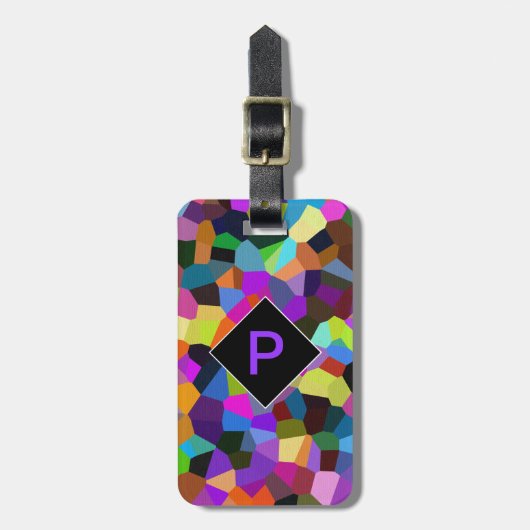 Monogrammed & Personalized Confetti in Jewel Tones Bagagelabel (Voorkant verticaal)
