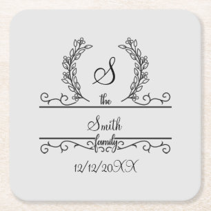 Monogrammed Persoonlijke blad van het Manuscript v Vierkante Kartonnen Onderzetter