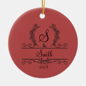 Monogrammed Persoonlijke Familienaam Keramisch Ornament (Voorkant)