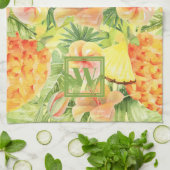 Monogrammed Pineappelbloemen Theedoek (Gevouwen)