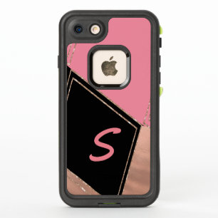 Monogrammed Pink and Black LifeProof iPhone 7 Hoes