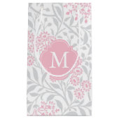 Monogrammed Pink and Grey Floral Damask Pattern Klein Cadeauzakje (Voorkant)