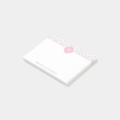 Monogrammed Pink and Grey Floral Damask Post-it® Notes (Schuin)