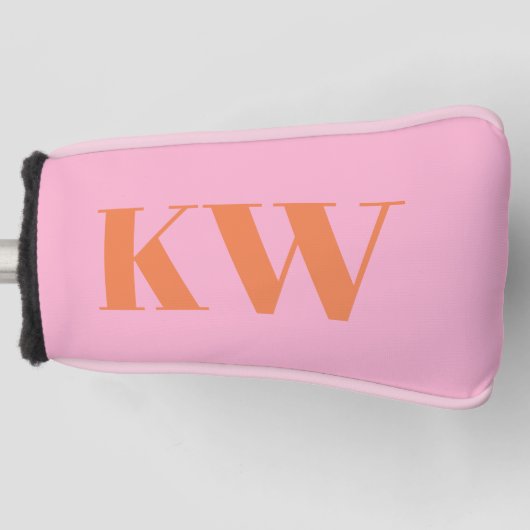 Monogrammed Pink and Orange Bold Initials Custom  Golfheadcover (Voorkant)