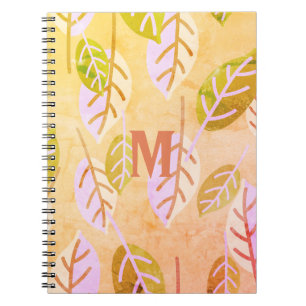 Monogrammed Pink and Sage Abstract Notitieboek