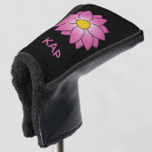 Monogrammed Pink Daisy Putter Hoesje Golfheadcover (3/4 voorkant)