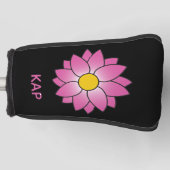 Monogrammed Pink Daisy Putter Hoesje Golfheadcover (Voorkant)