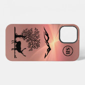 Monogrammed Pink Deer Apple iPhone 12 Coque (Verso Horizontal)