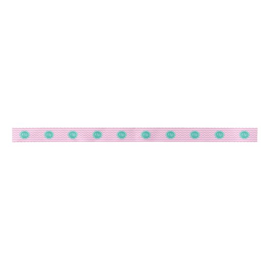 Monogrammed Pink en Blauwgroen Chevron Custom Lint (Voorkant)