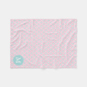 Monogrammed Pink en Mint Diamonds Ikat Pattern Fleece Deken (Voorkant (Horizontaal))