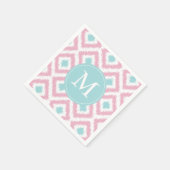 Monogrammed Pink en Mint Ikat Diamonds Pattern Servetten (Hoek)