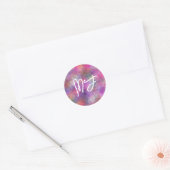 Monogrammed Pink en Paarse Digitale Kunst Ronde Sticker (Envelop)