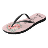 Monogrammed Pink Floral Bridesmaid Teenslippers (Schuin)