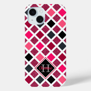Monogrammed Pink Paars Girly Geometric Pattern