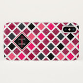Monogrammed Pink Paars Girly Geometric Pattern Case-Mate iPhone Case (Achterkant (horizontaal))