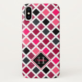 Monogrammed Pink Paars Girly Geometric Pattern Case-Mate iPhone Case (Achterkant)