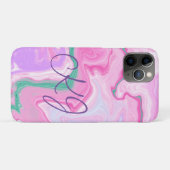 Monogrammed Pink, Paars, Mint Green Marble Art Case-Mate iPhone Case (Achterkant (horizontaal))
