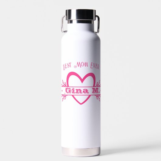 Monogrammed Pink Personalized Moederdag Gift Waterfles (Voorkant)