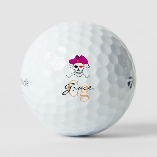 Monogrammed Pirate Skull Flag & Kapitein Grace Gol Golfballen (Voorkant)