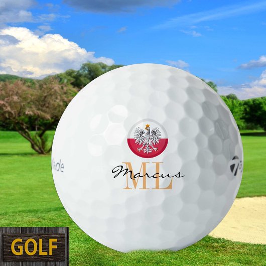 Monogrammed Poolse vlag & Poolse Golf Balls Golfballen