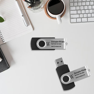 Monogrammed Professionele Kantoor Zakelijk Modern Swivel USB 2.0 Stick