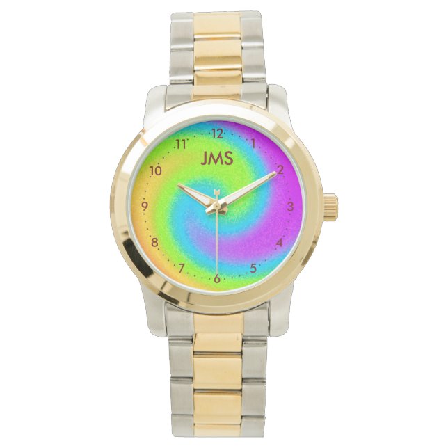Monogrammed Psychedelic Yin & Yang Watch Horloge (Voorkant)