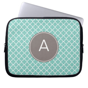 Monogrammed Quatrefoil Pattern Laptop Sleeve