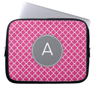 Monogrammed Quatrefoil Pattern Laptop Sleeve