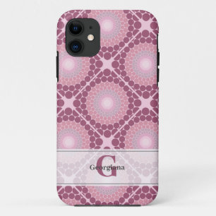 Monogrammed Radiant Dusky Roos Dot Mandala Tiled iPhone 11 Hoesje