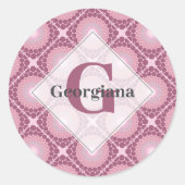 Monogrammed Radiant Dusky Roos Dot Mandala Tiled Ronde Sticker (Voorkant)