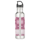 Monogrammed Radiant Dusky Roos Dot Mandala Tiled Waterfles (Achterkant)