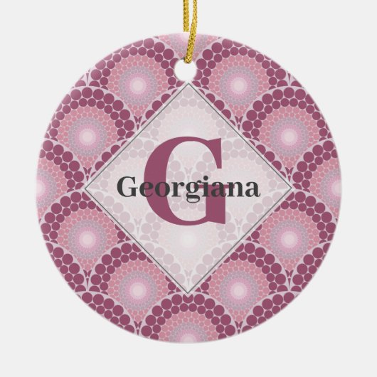 Monogrammed Radiant Pinks Dusky Roos Dot Mandala Keramisch Ornament (Voorkant)