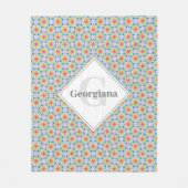 Monogrammed Rainbow Floral Mandala Art Deco Fans Fleece Deken (Voorkant)